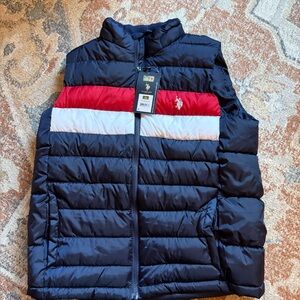 U.S. Polo Assn. Navy Vest with Red and White Accents